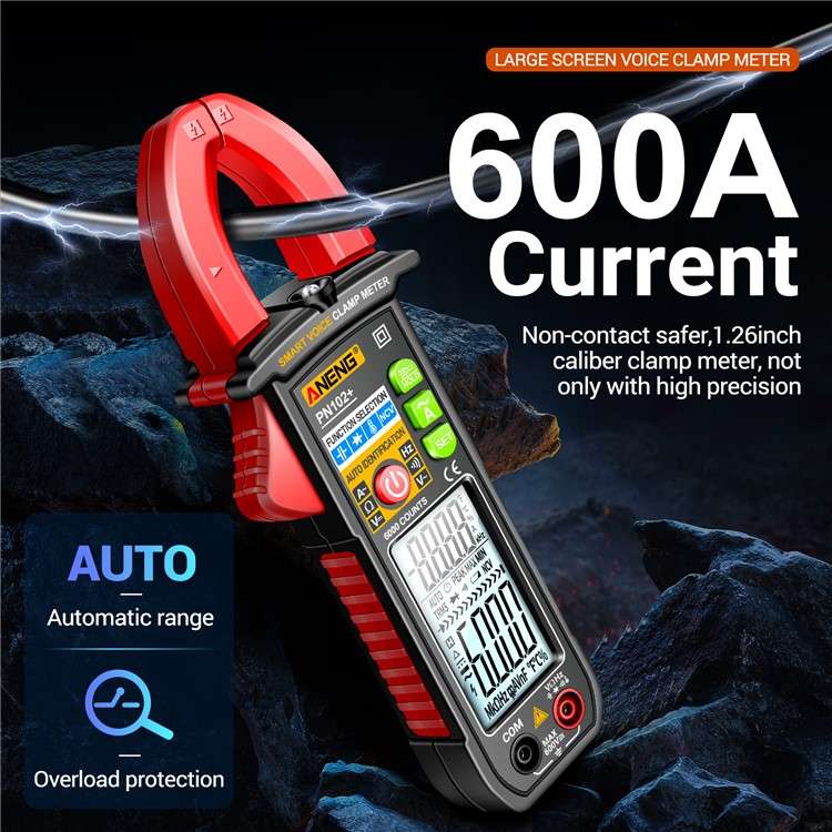 ANENG PN102+ AC Current and AC / DC Voltage Tester Voice Broadcast Reading Digital Clamp Meter with
