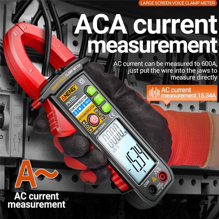 ANENG PN102+ AC Current and AC / DC Voltage Tester Voice Broadcast Reading Digital Clamp Meter with