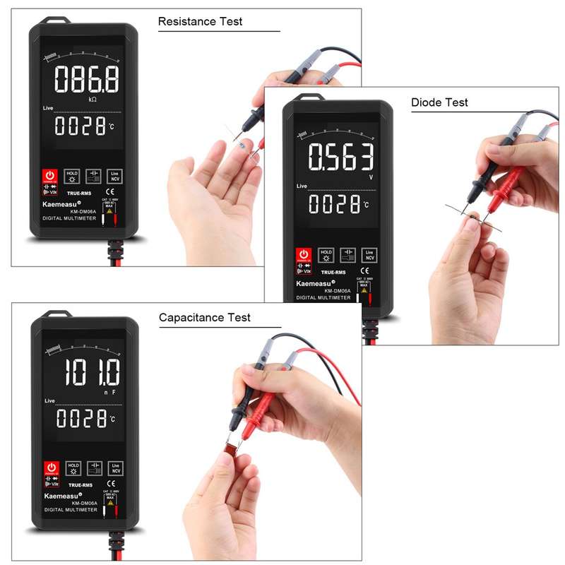 KAEMEASU KM-DM06A Auto Recognition EBTN Display Mini Digital Multimeter with Touch Screen, DC / AC V