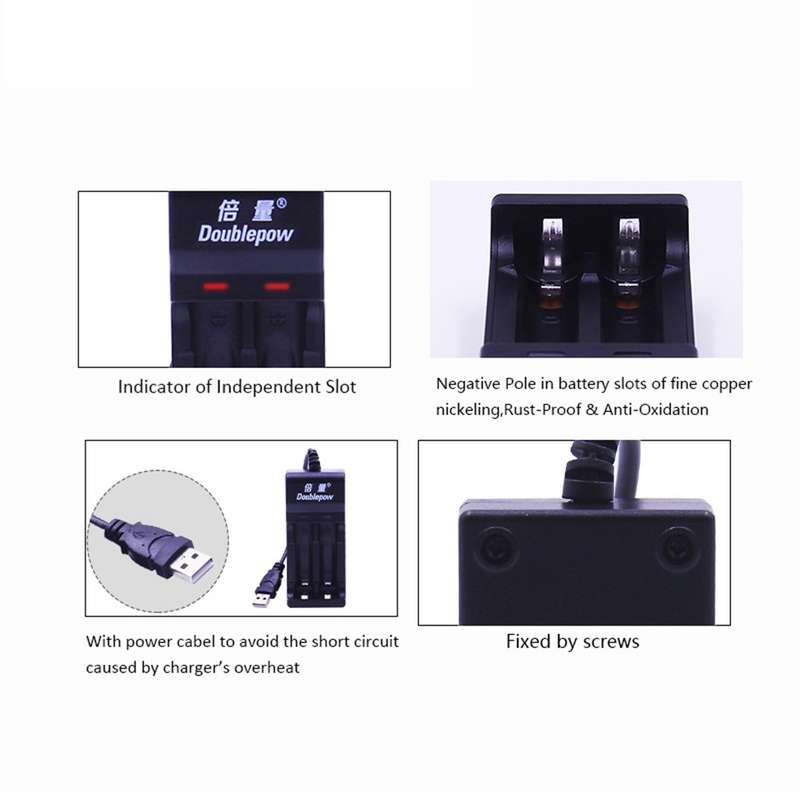 DOUBLEPOW DP-UK22 2-Slot USB Fast Charger for 1.2V AA/AAA Ni-MH/Ni-CD Rechargeable Battery