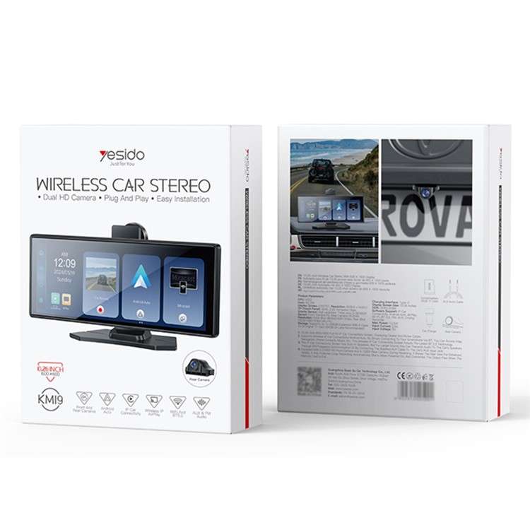 YESIDO KM19 Car Stereo Carplay 10.26 inch Touch Screen Bluetooth Carplay with Rear Camera