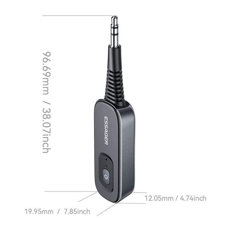 ESSAGER EBT51-LX0G-P Car Audio Bluetooth Transmitter Receiver 3.5mm Aux Adapter for Speaker Amplifie