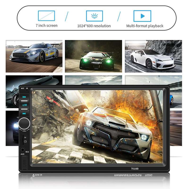 7018B Car Stereo Receiver 7-inch Touch Screen Multimedia Bluetooth Mirror Link USB / TF MP5 Player