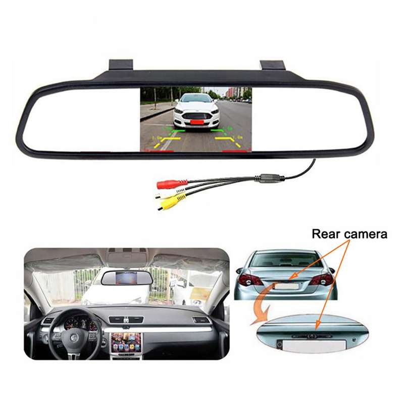 RH-315 4.3-inch Rearview Mirror Display 2.4G Wireless License Plate Backup Camera Set for Car / Tru