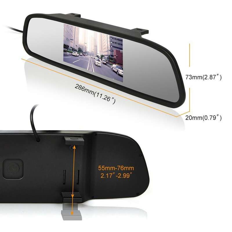 RH-315 4.3-inch Rearview Mirror Display 2.4G Wireless License Plate Backup Camera Set for Car / Tru