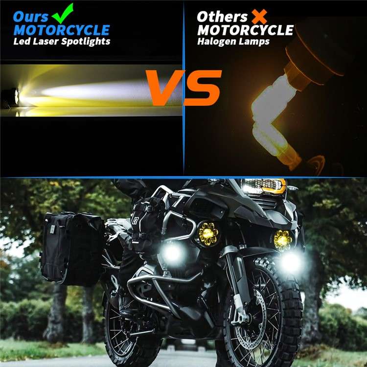 9-80V Motorcycle LED Headlight White+Yellow Light Motorbike Spotlight Safety Front Lamp