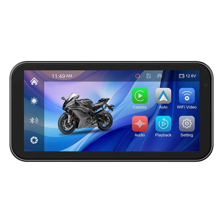 F83 6.25-inch Screen Motorbike Camcorder DVR Bluetooth Carplay Motorcycle Dual Lens Video Recorder