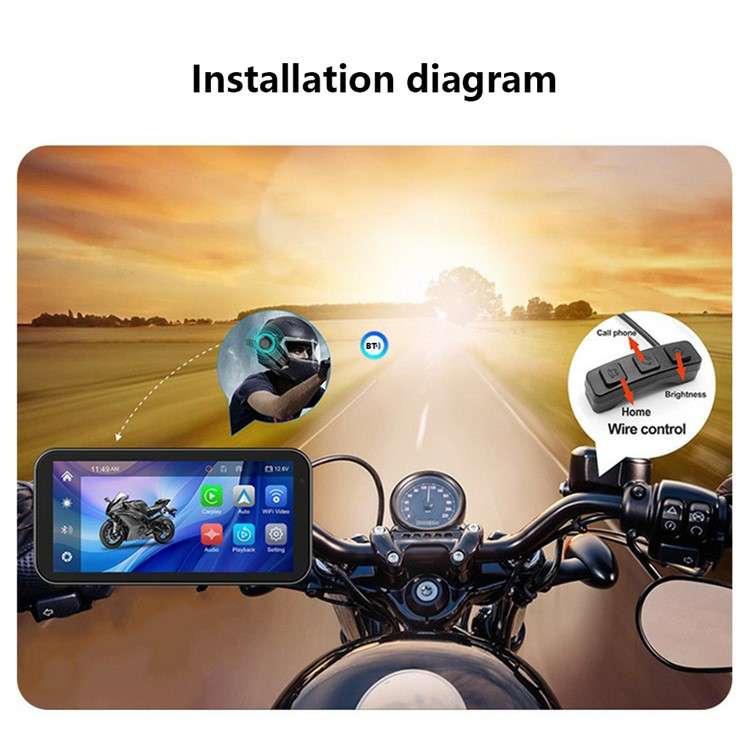 F83 6.25-inch Screen Motorbike Camcorder DVR Bluetooth Carplay Motorcycle Dual Lens Video Recorder