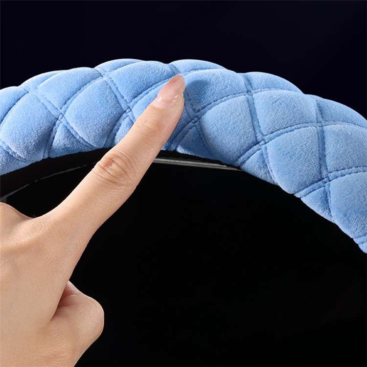 38cm D-shape Car Steering Wheel Cover Winter Fluffy Bear Steering Wheel Protector