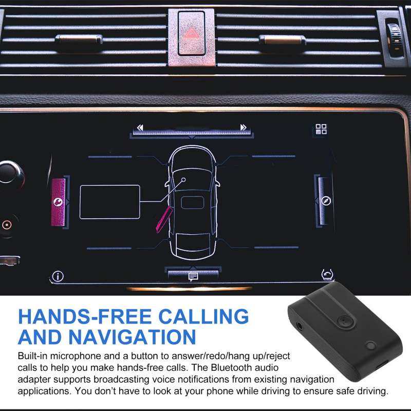 J28 Car Bluetooth 5.0 Audio Receiver Mobile Phone Transmitter Converter USB Dongle with 3.5mm AUX Ad