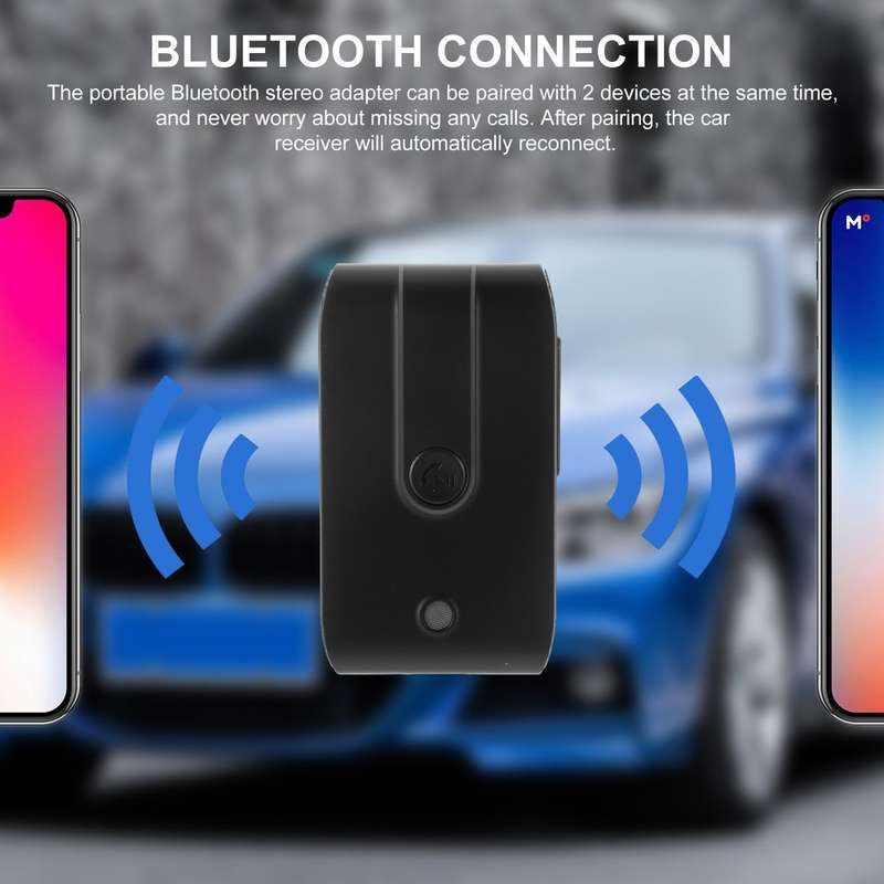J28 Car Bluetooth 5.0 Audio Receiver Mobile Phone Transmitter Converter USB Dongle with 3.5mm AUX Ad