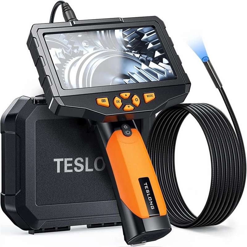 TESLONG NTS300 1m Wire 7.6mm Lens Waterproof Endoscope 5.0-inch Screen Pipe Inspection Borescope