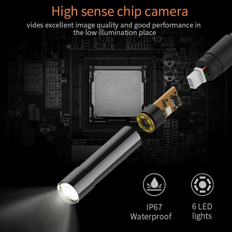 TESLONG NTS300 1m Wire 7.6mm Lens Waterproof Endoscope 5.0-inch Screen Pipe Inspection Borescope