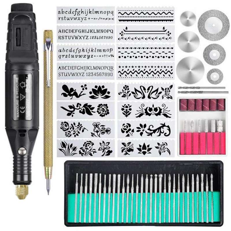 70Pcs Electric Micro Engraver Pen Vibro Engraving Tool Kit for Metal Glass Ceramic Plastic Wood Jewe