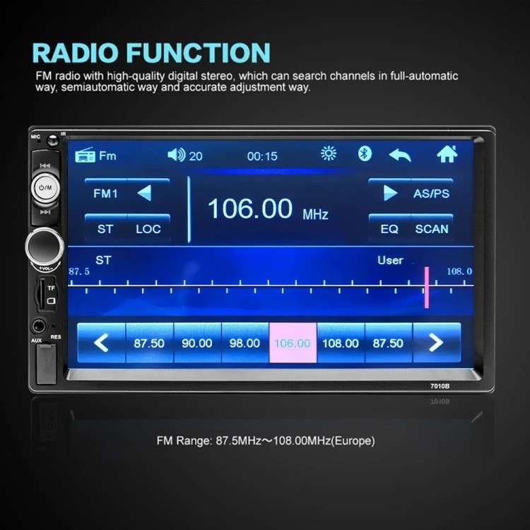 7023B 2 Din 7 Inch Touch Screen Car Player FM Radio Bluetooth Stereo Auto MP5 Player