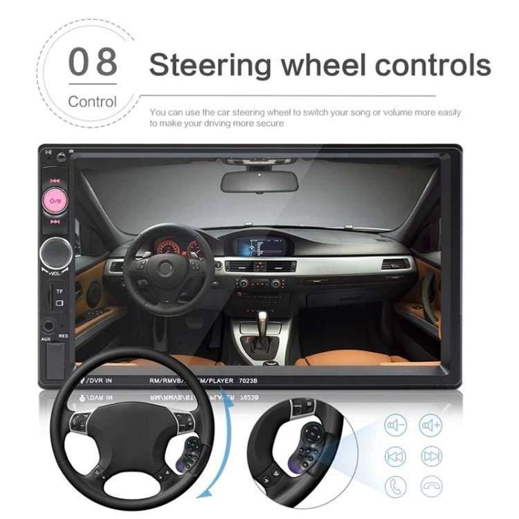 7023B 2 Din 7 Inch Touch Screen Car Player FM Radio Bluetooth Stereo Auto MP5 Player