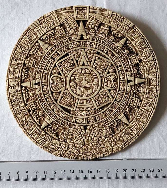 Aztec ceramic Calendar also known as a Sun Stone - wall hanging