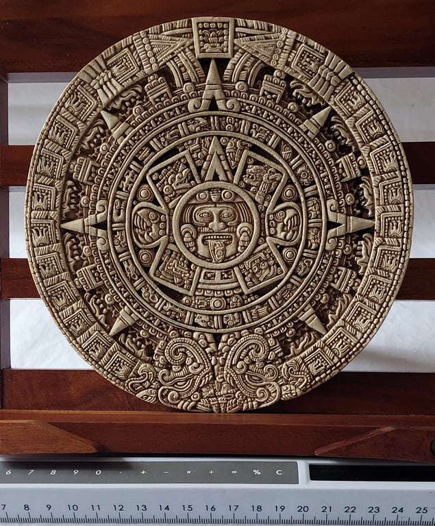 Aztec ceramic Calendar also known as a Sun Stone - wall hanging