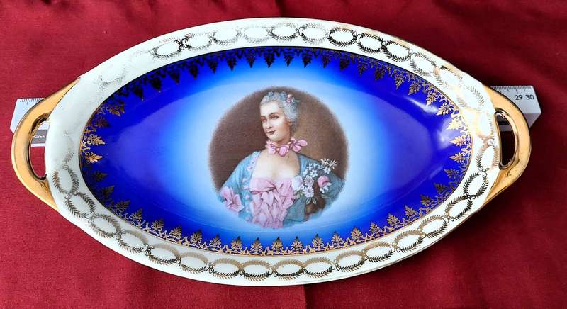 Vintage hand decorated "Thomas" - Bavarian porcelain oval dish made in Germany