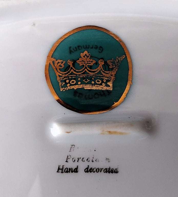 Vintage hand decorated "Thomas" - Bavarian porcelain oval dish made in Germany