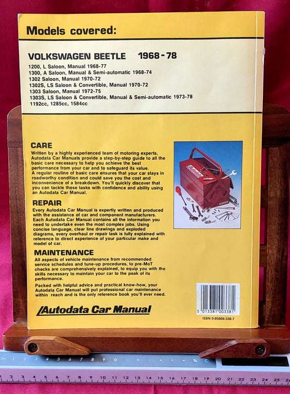 Autodata Volkswagen Beetle Manual 1968 - 1978 -`Simon Cowen & Tony Stuart-Jones