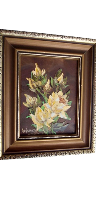 Beautifully framed original oil paintings of flowers by Ann Donaldson