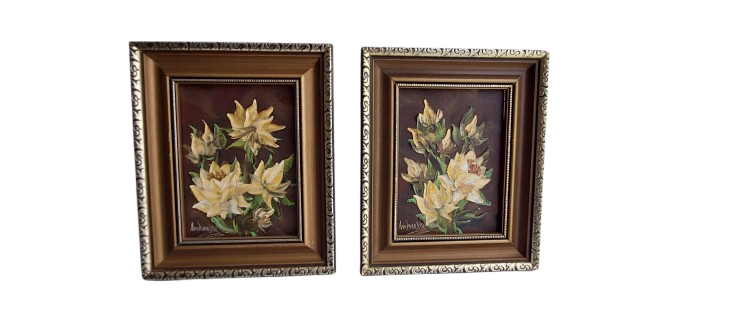 Beautifully framed original oil paintings of flowers by Ann Donaldson