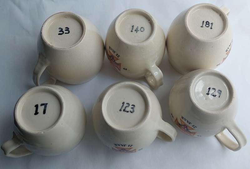 1 Set of 6 - Off - 7 SAI Battalion - Mugs - 1994 Celebrating 21 Years since established