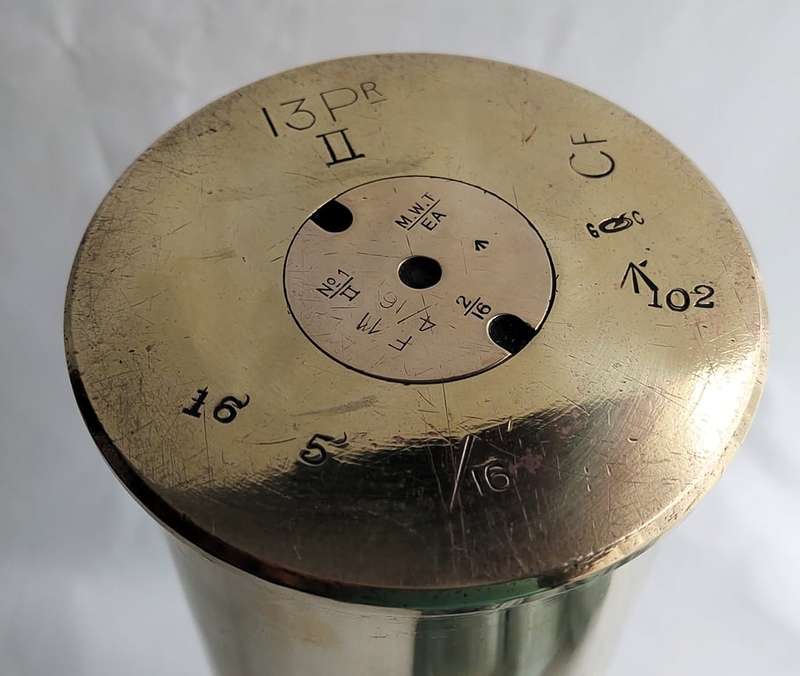 Brass Artillery Shell Casing- 13 Pounder Mark 2 - 1916