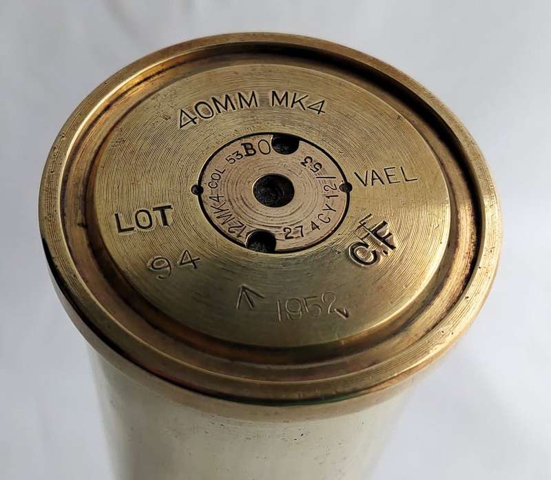 Brass Artillery Shell Casing - 40 mm Mark 4 -1952