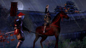 A spearman and a mounted rider facing off in Shogun 2: Total War