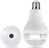 360°Wide Angle Fisheye WiFi IP Hidden Camera Bulb LED Light 1080P HD Indoor Spy Security Camera for Android IOS APP Remote View Spy Nanny IP Camera