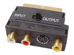 Scart to 3 RCA Phono & SVHS TV GOLD Adapter Converter
