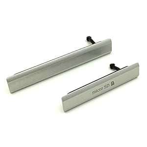BisLinks Silver Dust Caps Micro SD USB Sim Slot Port Cover for Sony Xperia Z2 D6503