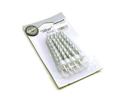 Wilton SILVER Spiral Twisted Candles Birthday Party Cake Celebration Decorations