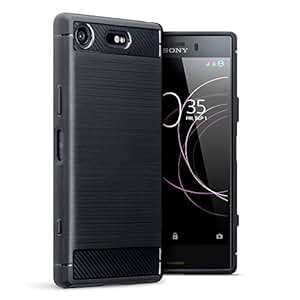 TERRAPIN Sony Xperia XZ1 Compact Covers Sony Xperia XZ1 Compact Case Carbon Fibre Design Brushed Eff