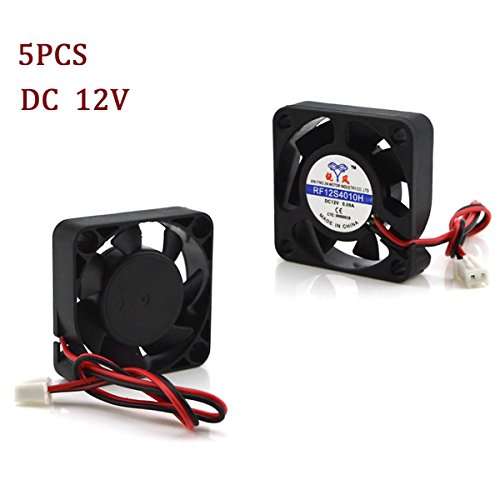 GLE2016 5 Pack 40x40x10mm Cooling Fan PC Case Laptop Cooler 4010 with 2-Wire Lea