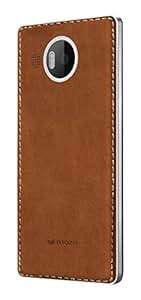Mozo Microsoft Lumia 950 XL Qi Wireless Charging Back Cover Case with NFC - Cognac/Silver