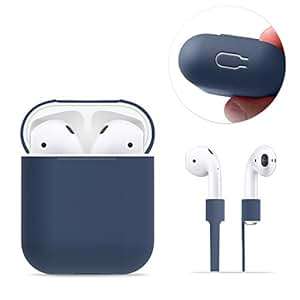 AirPods Case Protective FRTMA Silicone Skin Case with Sport Strap for Apple AirPods Midnight Blue