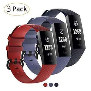 Vitty 3 Pack Fitbit Charge 3 Strap Women Men Adjustable Classic Replacement Strap Classic A