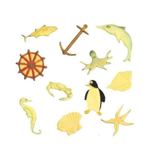 FMM Cutter Marine Animals Tappit Cake Icing Tool Penguin Anchor Sea Horse Crab