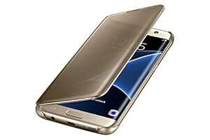 Smart Mirror S Clear View Cover Flip Folio Case for Samsung Galaxy (Galaxy S7, Gold)