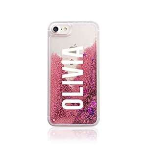Iphone 7 Plus & 8 Plus Tirita Personalised REAL LIQUID GLITTER Hard Case Bling Rose Gold Pink Handwr