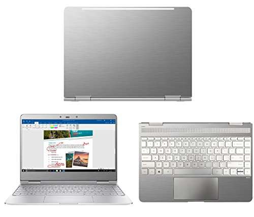 Silver Brushed Aluminum skin decal wrap skin case for HP Spectre x360 AC023dx AC