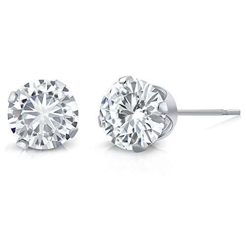 Charles & Colvard 6mm VG Moissanite 1.50 cttw 14k White Gold Friction Back Round 4 Prong Stud Earrin