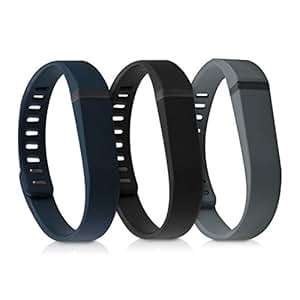 kwmobile Silicone Watch Strap Fitbit Flex 3x Fitness Tracker Repla (.black/dark blue/anthracite)