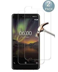 AMPLE Nokia 6 2018/Nokia 6.1 Screen Protector 2 PACK Nokia 6.1/Nokia 6 2018 Tempered Glass Screen Pr