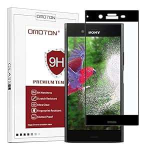 OMOTON Sony Xperia XZ1 Screen Protector Tempered Glass with Scratch Resist No Bubbles HD Clear 9H Ha