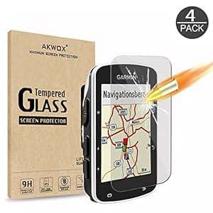 Pack of 4 Tempered Glass Screen Protector Garmin Edge 520 AKWOX 0.3MM 9H Hardness Scratch-resist