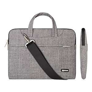 Qishare 13.3-14 Laptop Bag Multi-functional Fabric Waterproof Laptop Case Ad (13.3-14)(Gray Lines)